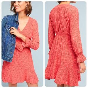Maeve Anthro Red Monaco Dress Long Sleeve Dress women’s size medium